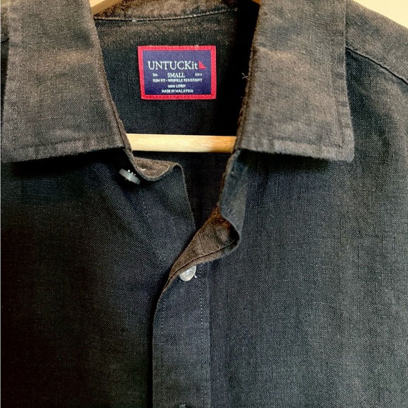 UNTUCKit Men's 100% Linen Black Shirt, Slim Fit, Size Small, Long Sleeve - Picture 7 of 12
